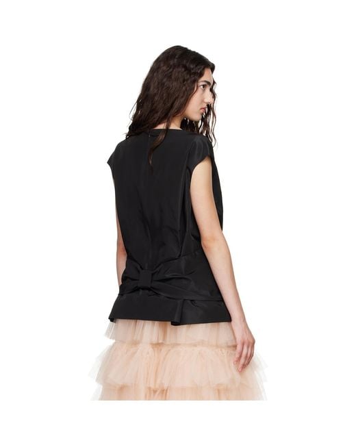 Simone Rocha Black Boxy Peplum Bow Detail Blouse