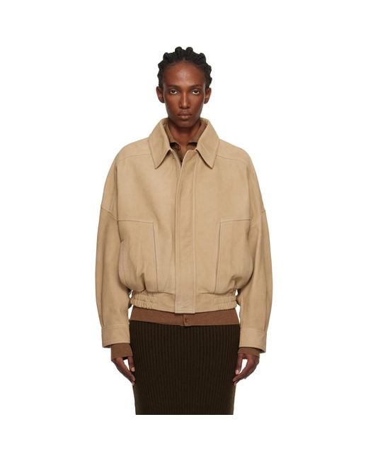 Nour Hammour Natural Dalma Relaxed Nubuck Suede Jacket