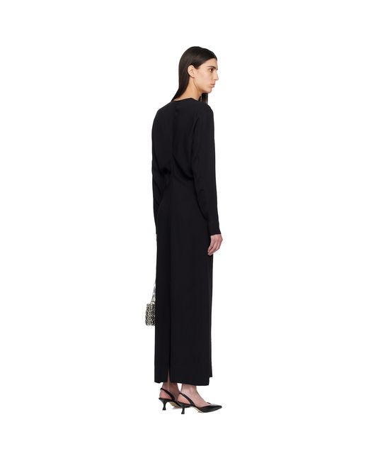 Totême Black Long-Sleeve Slouch Waist Maxi Dress