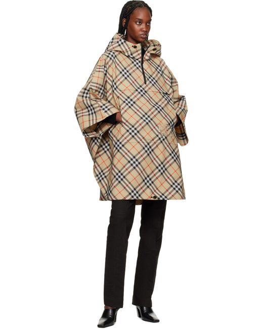 Burberry Natural Packaway Check Twill Cape Jacket