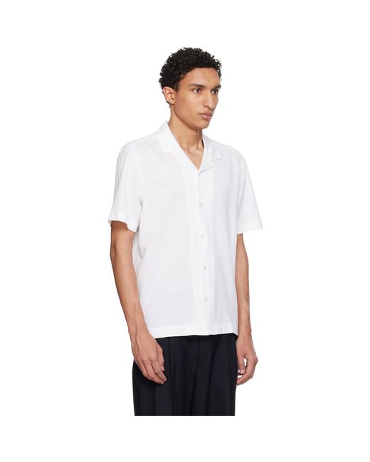 Boss White Camp Collar Shirt for men