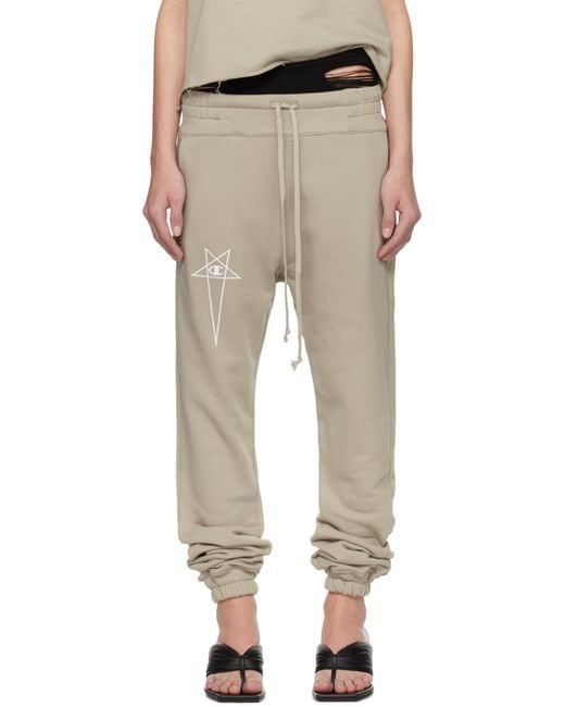 Rick Owens Natural Off- Champion Edition Joggers Sweatpants