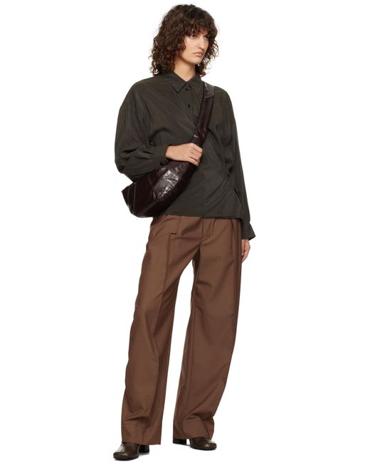 Lemaire Curved Volume Tailored Trousers in Brown | Lyst