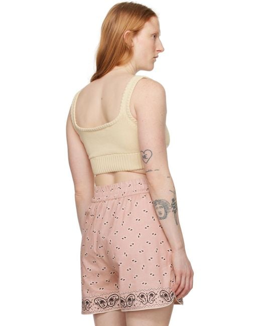 Palm Angels Pink Off-white Cropped Tank Top
