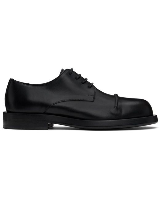 Ann Demeulemeester Black Buffed Leather Pintuck Derby Shoes for men