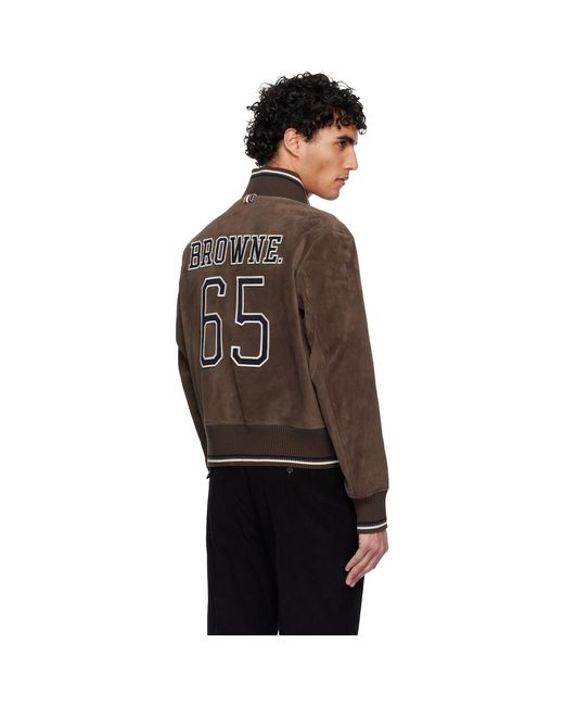 Thom Browne Black Knit Rib Blouson Suede Jacket for men