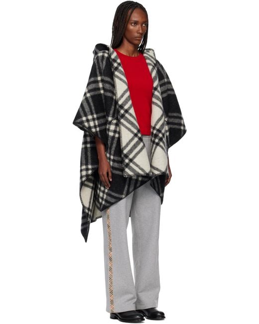 Burberry Black Check Wool Reversible Cape
