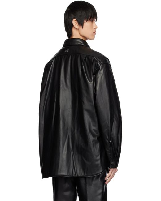 Wooyoungmi Black Patch Pocket Faux-leather Shirt for men