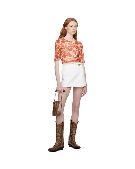 Ganni Multicolor White Wrap Miniskirt