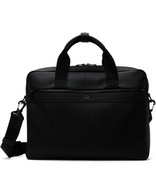 HUGO Black Logo Hardware Faux-Leather Briefcase for men