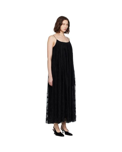 Totême  Black Floral Tulle Midi Dress
