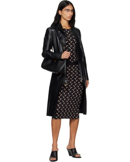 MARINE SERRE Black Moon Printed Jersey Midi Skirt