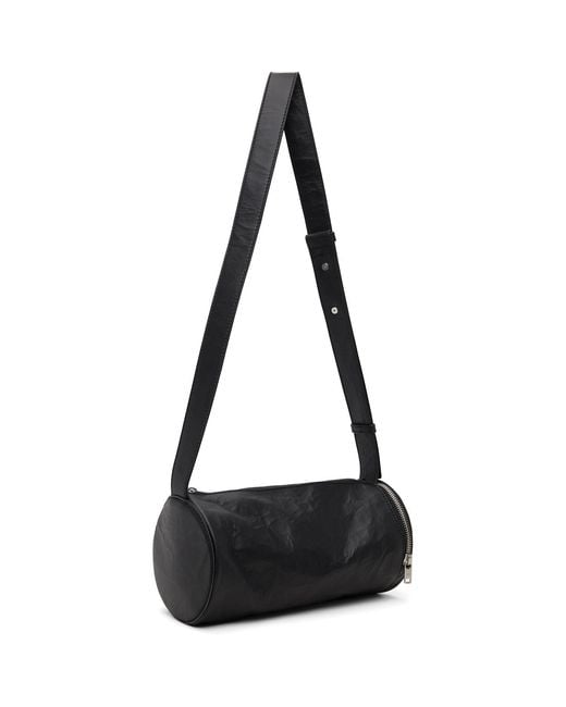 Y-3 Black Leather Barrel Bag for men