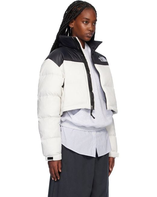 The North Face ホワイト＆ブラック ヌプシ ショート ダウンジャケット White