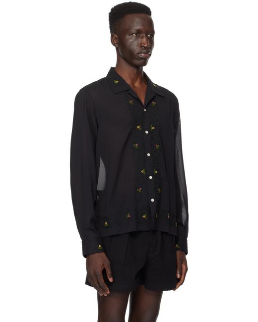 Chemise noire à images perlées Bode pour homme en coloris Black