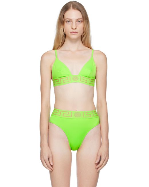Versace Green Greca Bikini Top