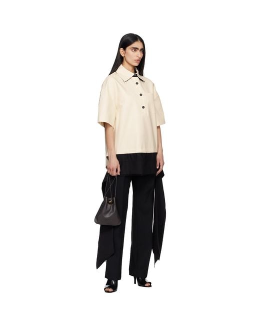 Entire studios Natural Off- Extended Trim Polo