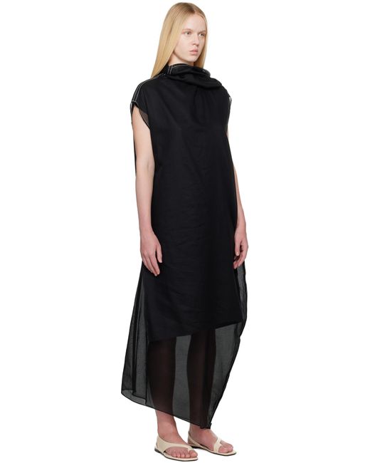 Robe Longue Noire En Organdi Transparent À Panneau De Style Écharpe Carven en coloris Black