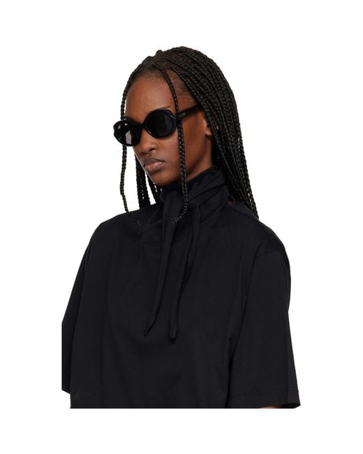 Loewe Black Mini Oval Slim Sunglasses