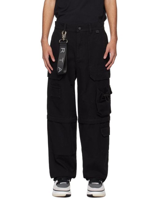 RTA Black Multi-pocket Cargo Pants for men