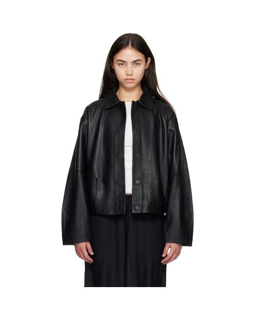 St. Agni Black Cocoon Leather Jacket
