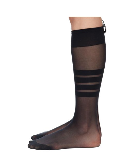 Thom Browne Brown 4-Bar Sheer Nylon Knee High Socks