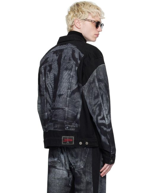 Jean Paul Gaultier Black Printed Denim Jacket for men