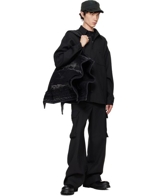 M I S B H V Black Office Pinstripe Tailored Trousers for men