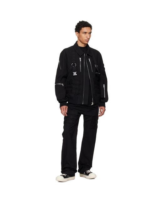 Rick Owens Black Temple Blixa Cargo Bomber Jacket for men