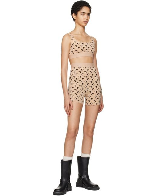 MARINE SERRE Black Moon Printed Jersey Sport Bra