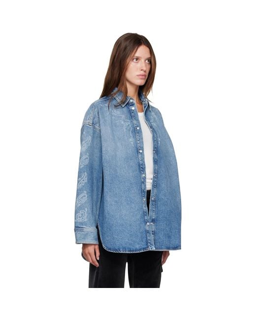Off-White c/o Virgil Abloh Blue Paisley Lover Denim Shirt