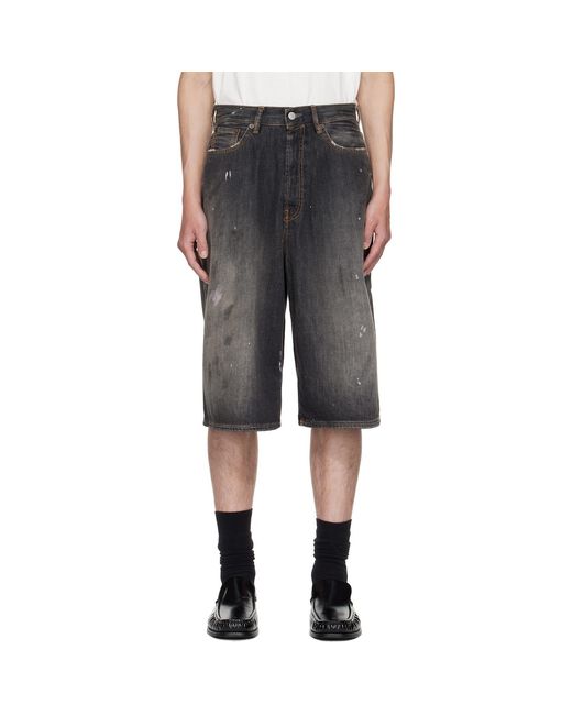 Acne Black Faded Denim Shorts for men