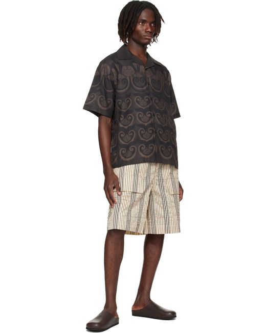 Commas Black Painted Shell Silk Camp Collar Shirt for men