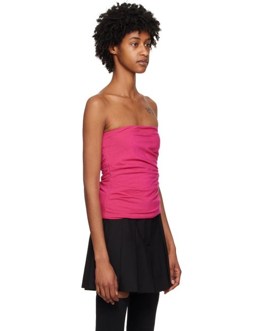 Helmut Lang Red Ssense Exclusive Pink Ruched Tube Top