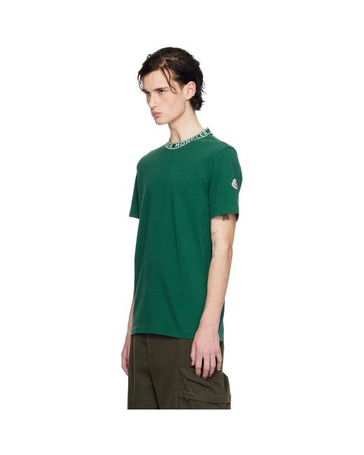 Moncler Green Logo-Trimmed Cotton T-Shirt for men