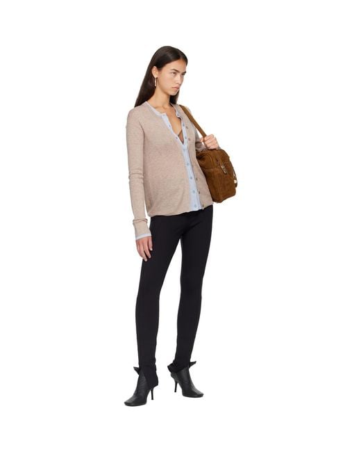 Acne Brown Layered Silk-Wool Cardigan