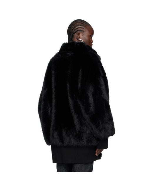 VAQUERA Black Faux-Fur Bomber Coat