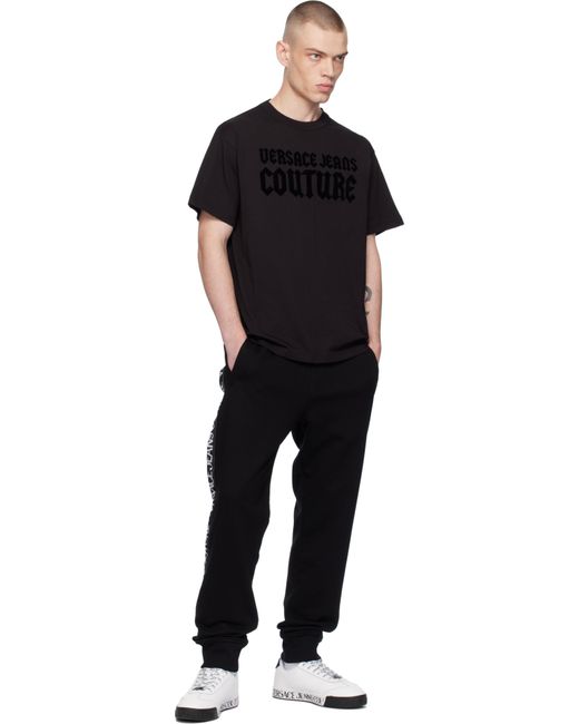 メンズ Versace Jeans Couture ブラック フロックロゴ Tシャツ Black