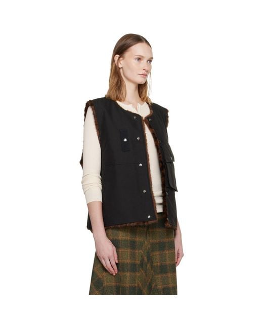 ANDERSSON BELL Black Collarless Pocket Vest