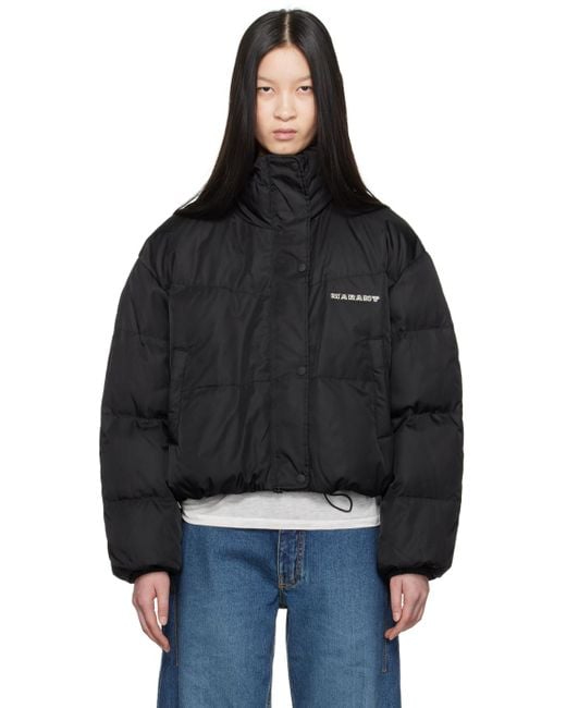 Isabel Marant Black Quilted Funnel-Neck Cropped Puffer Jacket