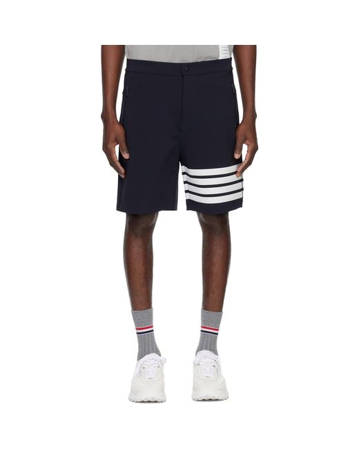 Thom Browne Blue Mid Thigh 4 Bar Shorts for men