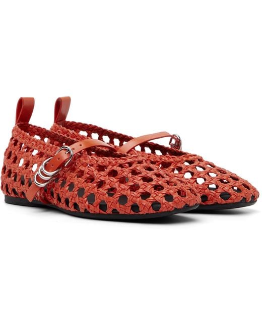 Rag & Bone Red Spire Woven Mary Jane Faux-Leather Flats