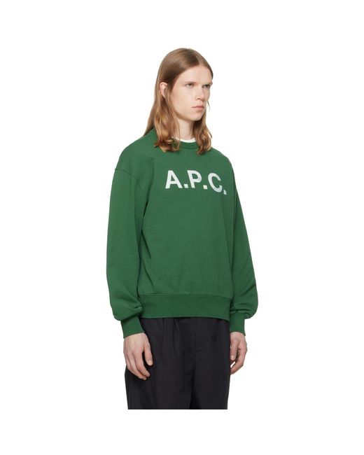 Pull Molletonné Rétro Vert À Logo A.P.C. pour homme en coloris Green