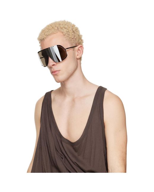 Rick Owens Black Temple Mask Sunglasses for men