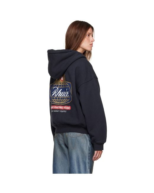 Rhude Black Safari Crest' Zip-Up Hoodie