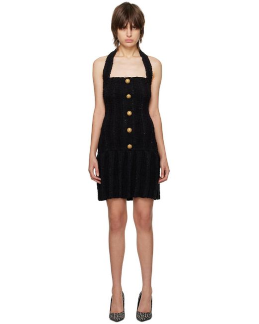 Balmain ホルターネック ミニワンピース Black