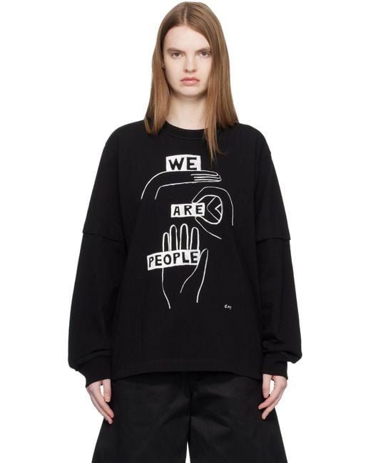 Sacai Women's Black 'Geoff Print L/S T-Shirt