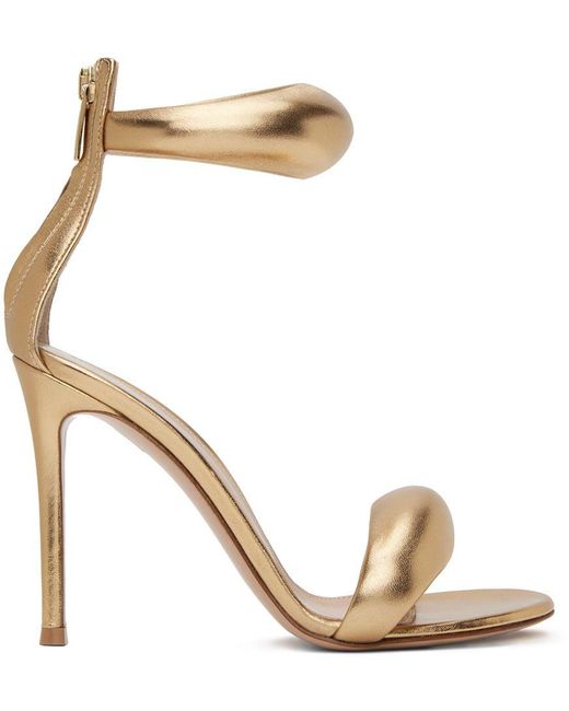 Gianvito Rossi Leather Gold Bijoux Heeled Sandals in Metallic | Lyst