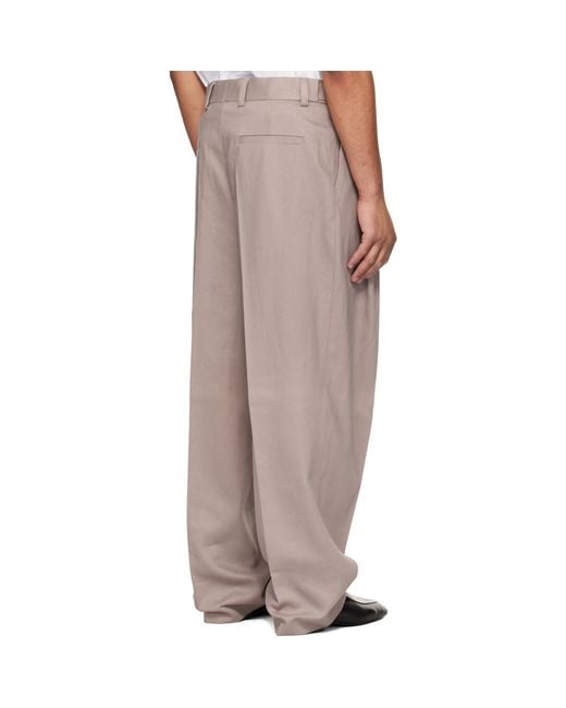 HUGO Multicolor Taupe Fashion-Fit Front Pleat Belt Detail Trousers for men