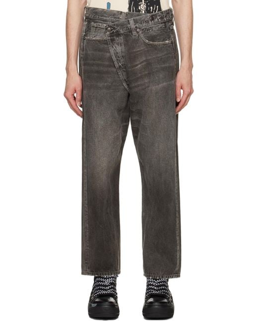 R13 Black Crossover Jeans for men